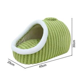 Non-Slip Pet Cave Bed with Removable Cushion & Patterned Design – NookJoy™