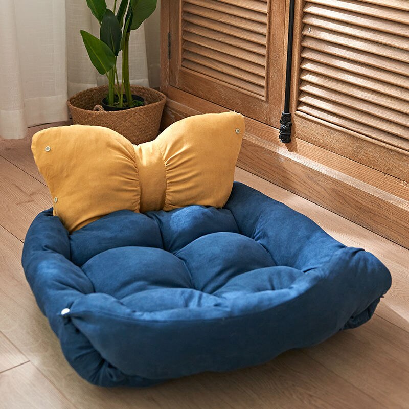 2-in-1 Bow-Shaped Pet Bed with Double Filling – Bowli™
